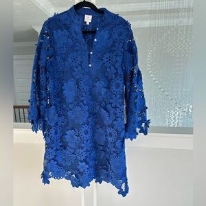 J. Marie Blue Floral Lace Dress